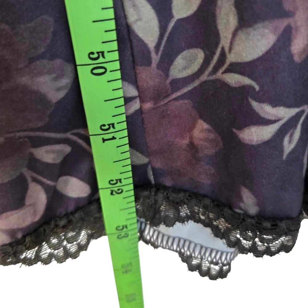 Romantic Edgy Fairy Grunge Mesh Overlay Lace Trim Dark Floral Y2K Slip Dress L - Picture 6 of 7